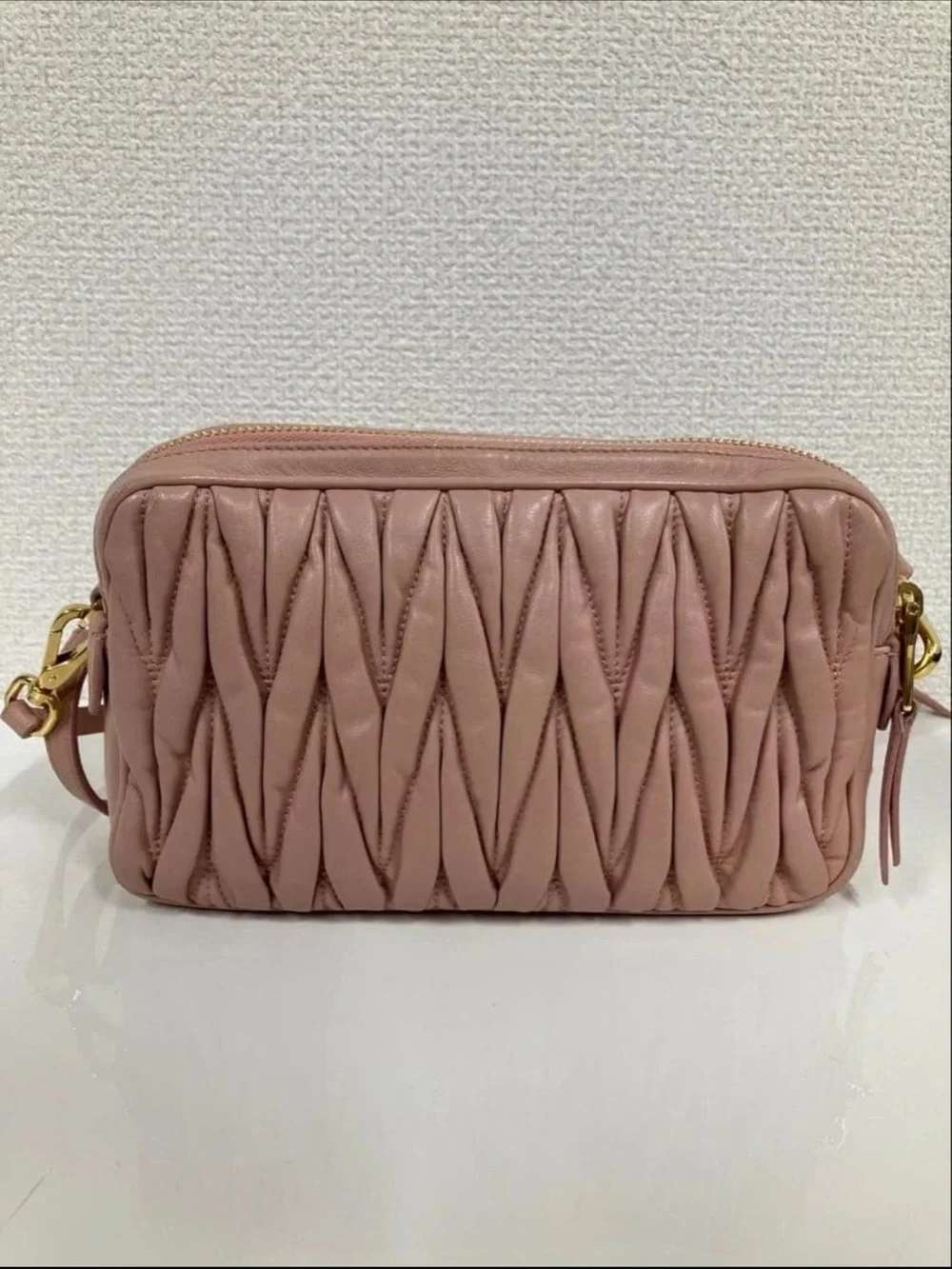 Miu Miu Pink Matelassé Leather Crossbody Bag